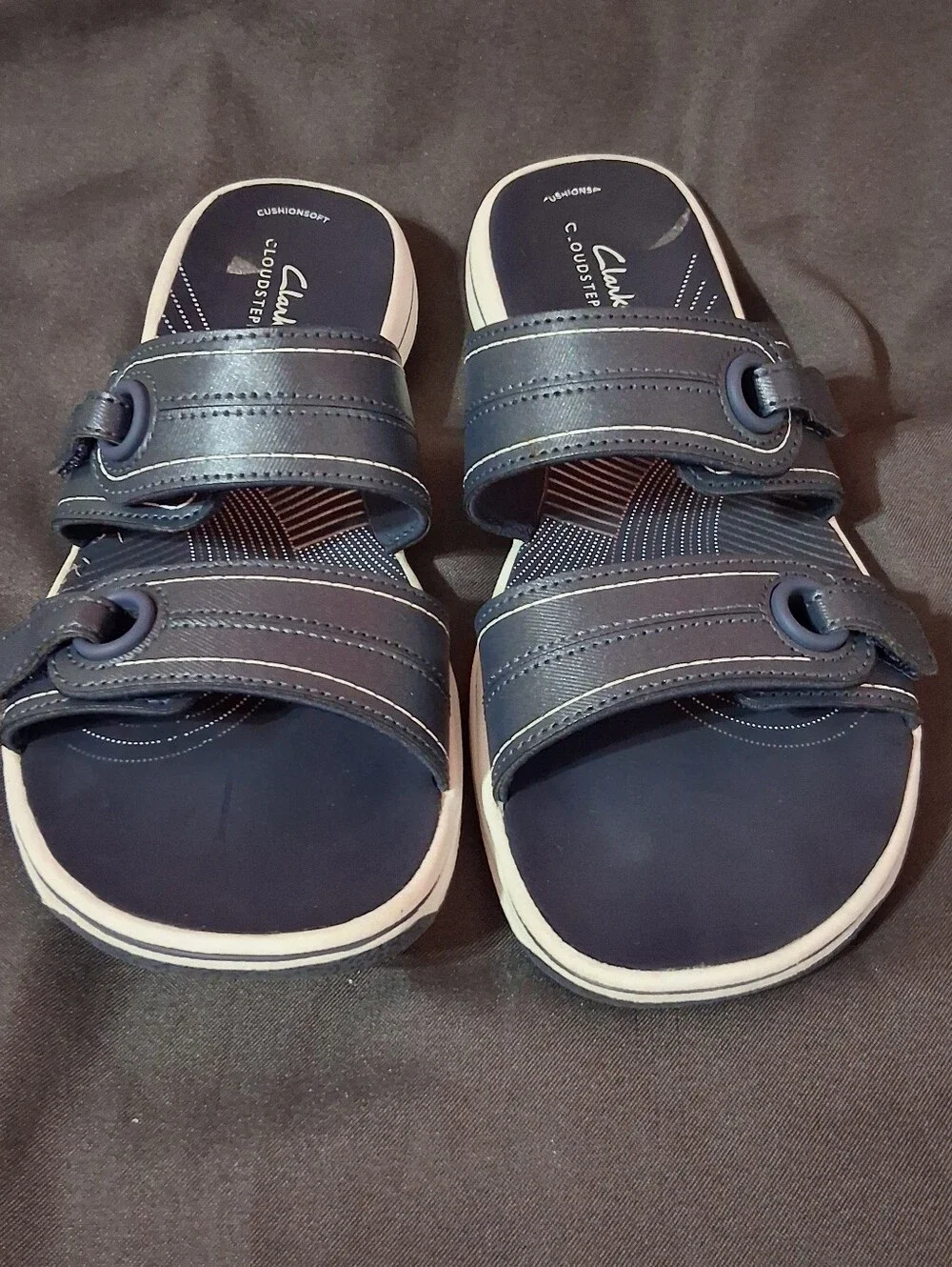 Clarks Cloudsteppers Breeze Piper Slide Sandals in navy blue